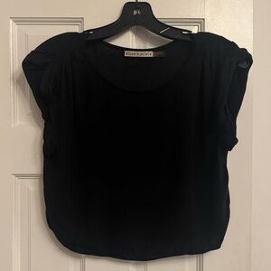 Alice + Olivia Silk Rolled Sleeve Crop Top